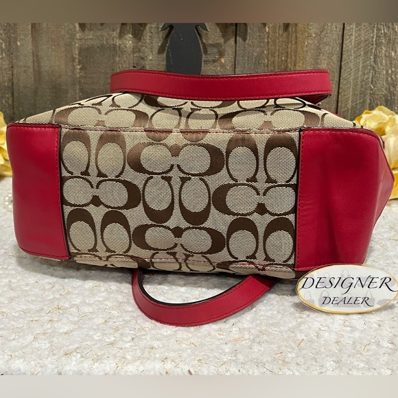 Coach Signature Canvas Tote Bag - Red and Brown - Picture 7 of 12